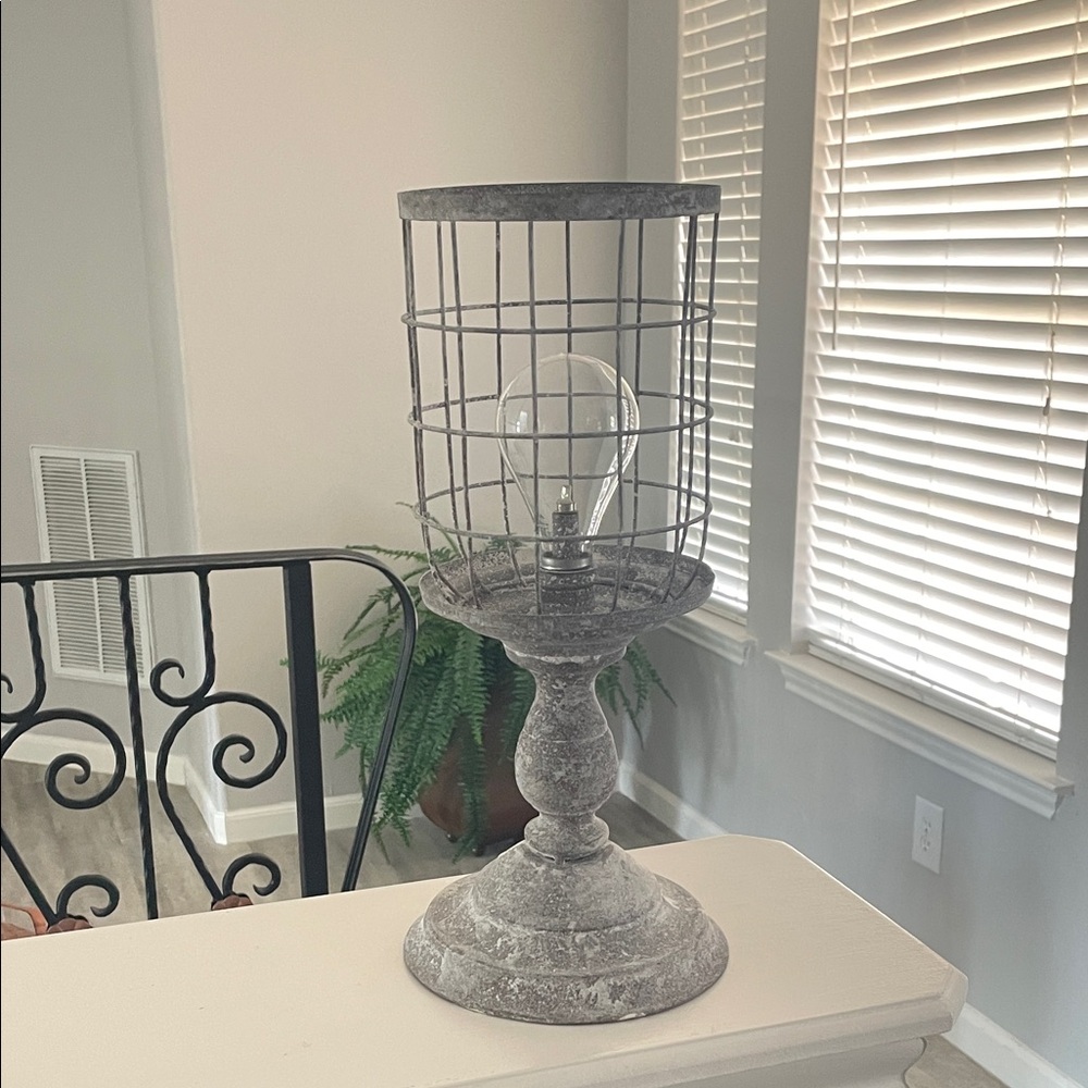 Farmhouse Rustic Gray Cage Lamp